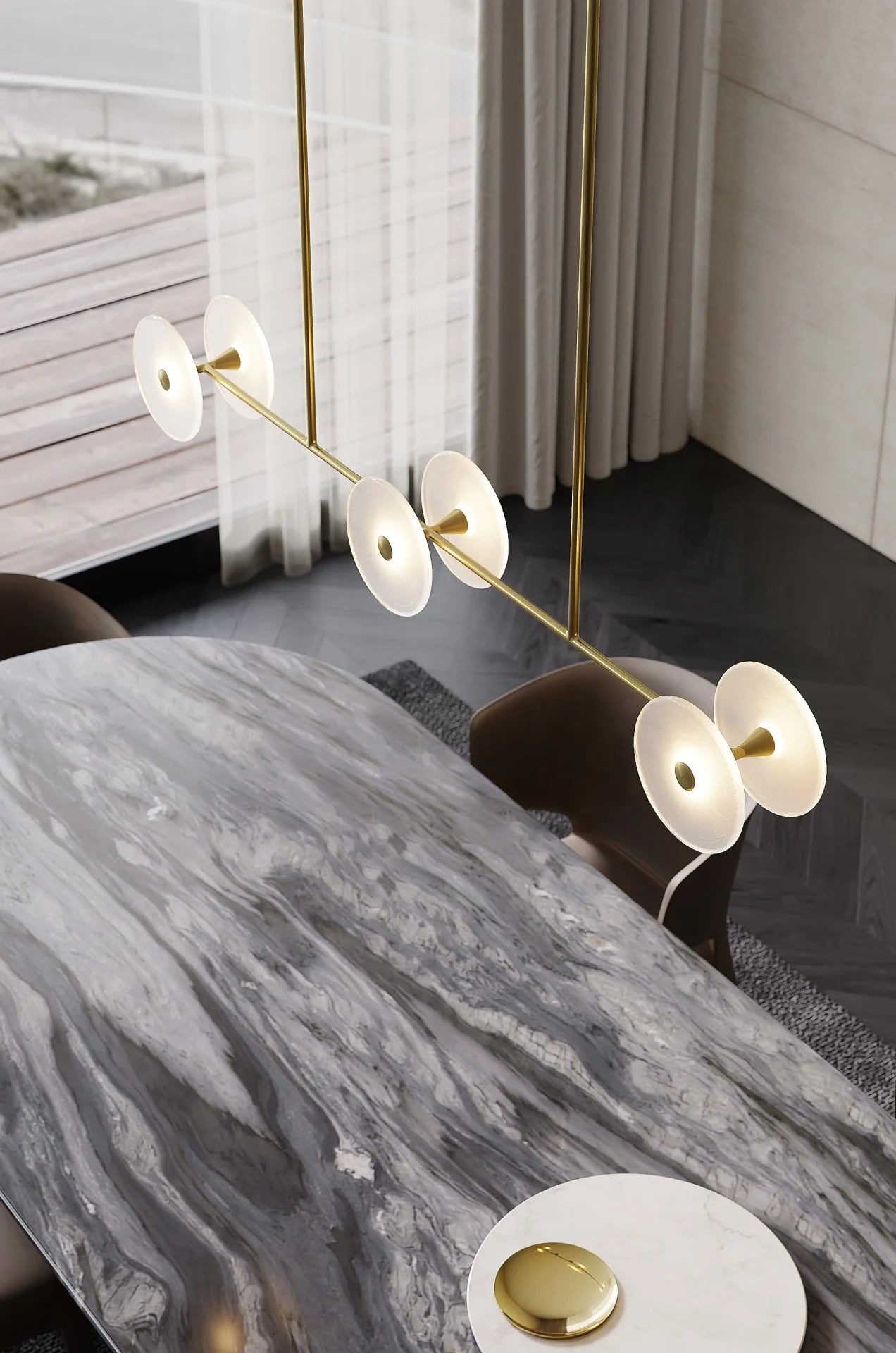 Coral Linear Rod (6) Brass Clear glass