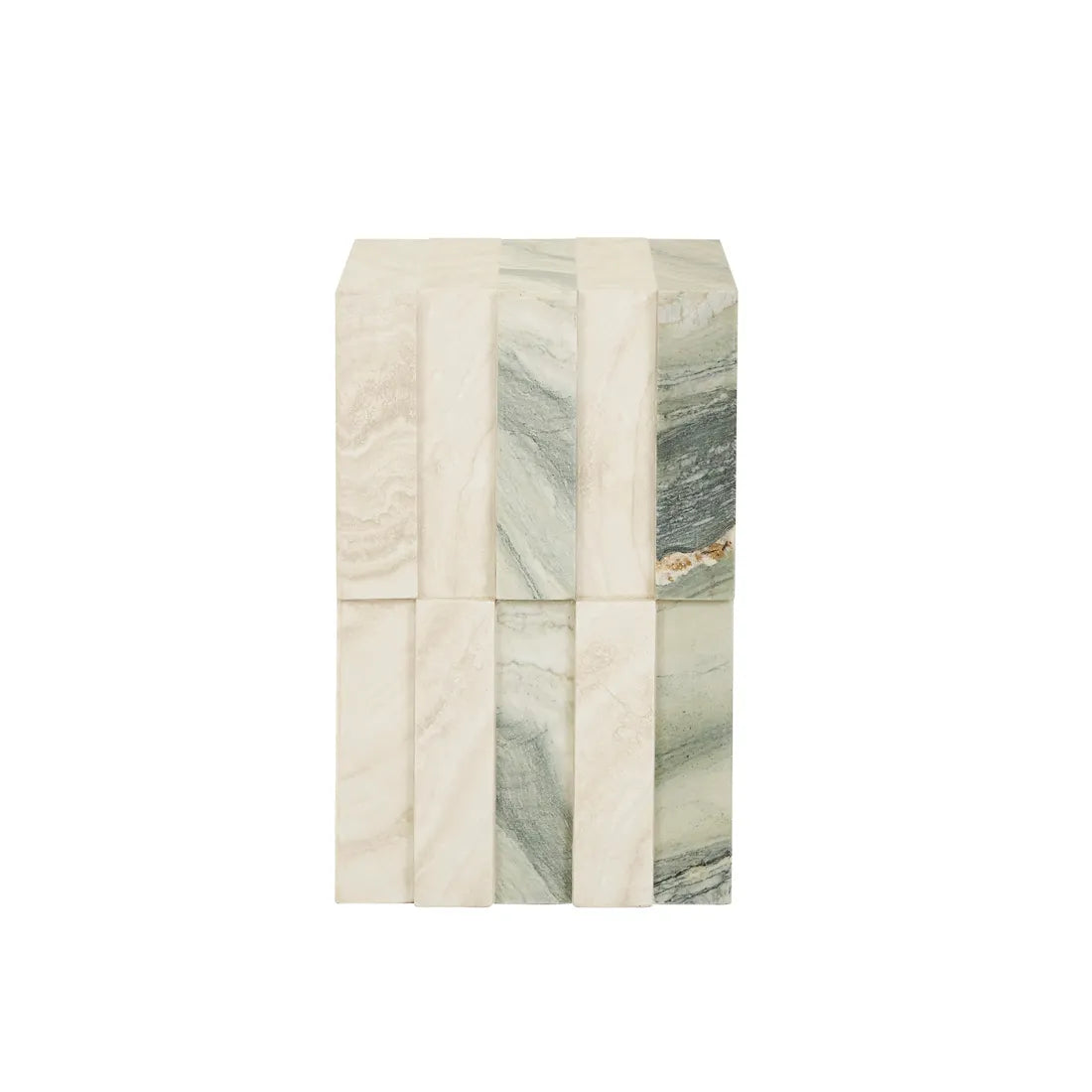 Zelda Marble Side Table - Marine Marble - Natural Travertine