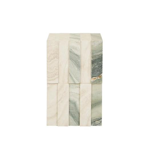Zelda Marble Side Table - Marine Marble - Natural Travertine