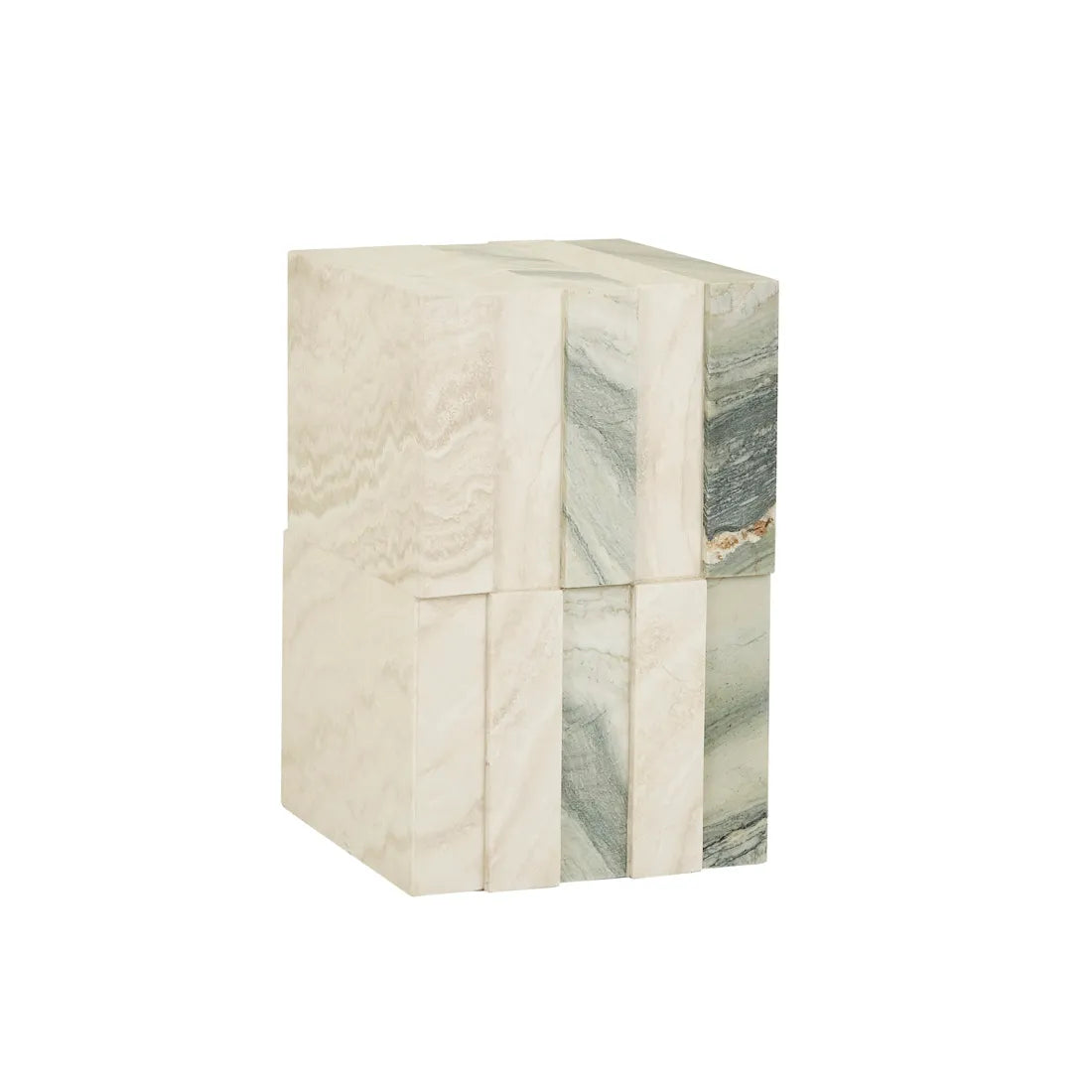 Zelda Marble Side Table - Marine Marble - Natural Travertine