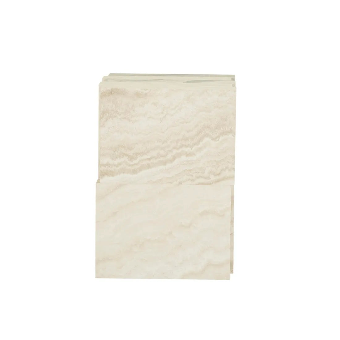 Zelda Marble Side Table - Marine Marble - Natural Travertine