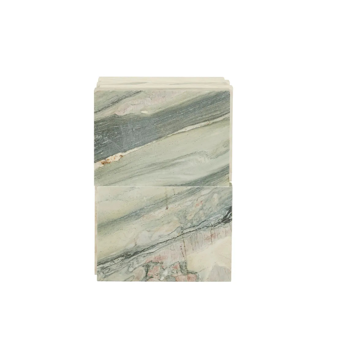 Zelda Marble Side Table - Marine Marble - Natural Travertine