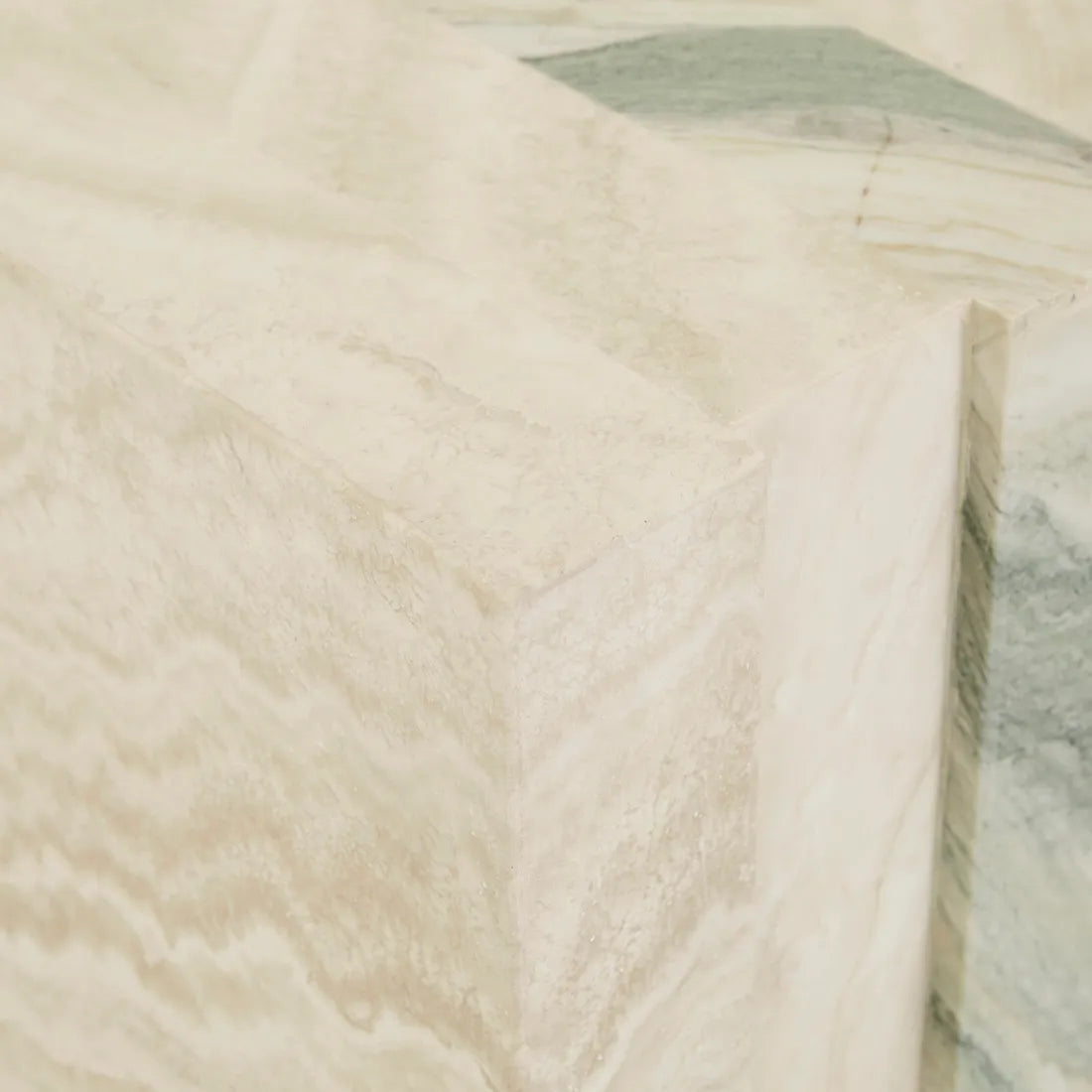 Zelda Marble Side Table - Marine Marble - Natural Travertine