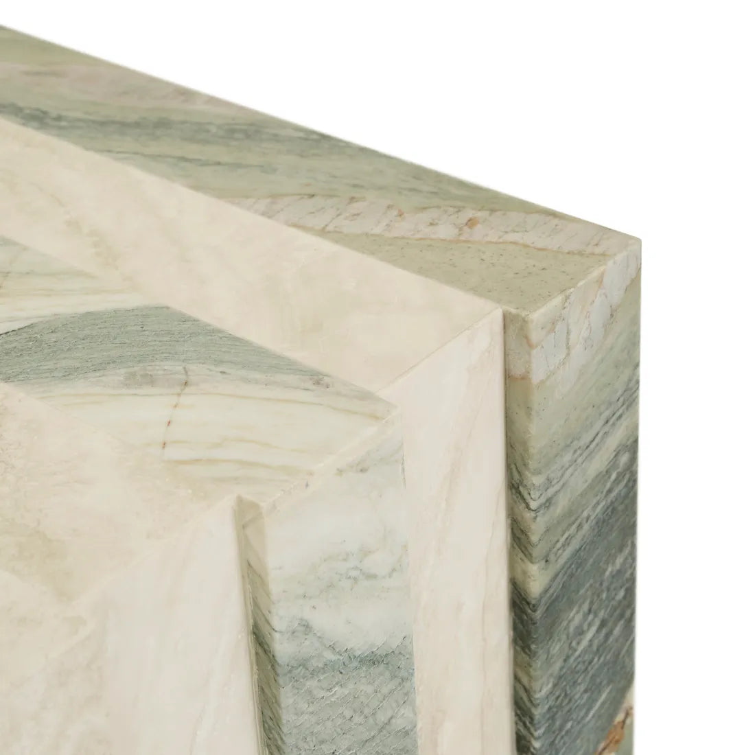 Zelda Marble Side Table - Marine Marble - Natural Travertine