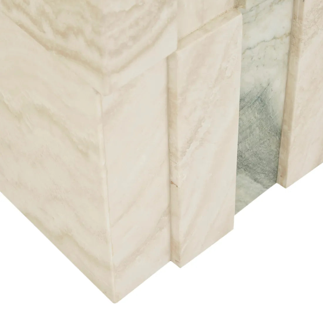 Zelda Marble Side Table - Marine Marble - Natural Travertine
