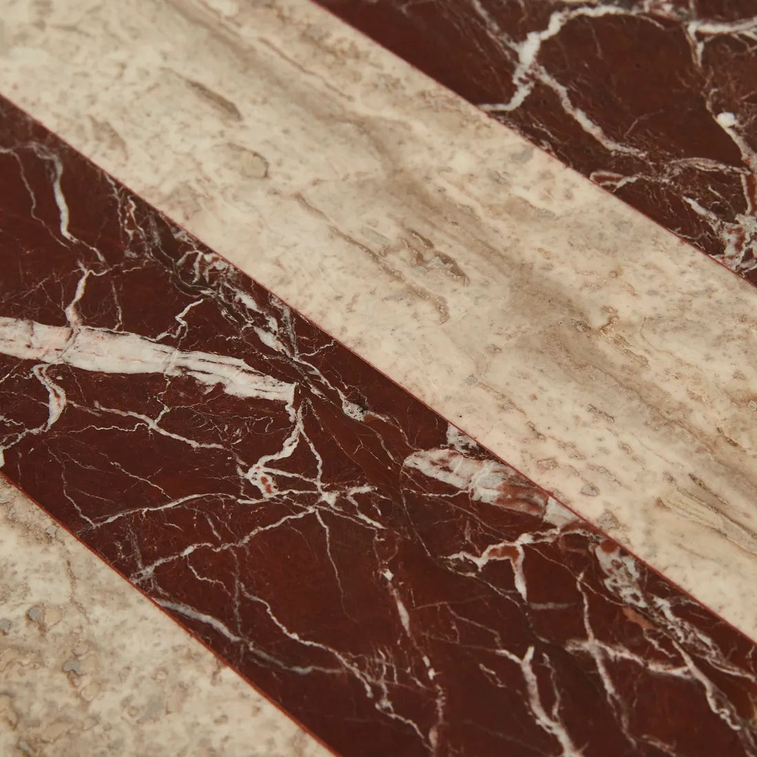 Zelda Marble Side Table - Rouge Marble - Satin Grey Travertine