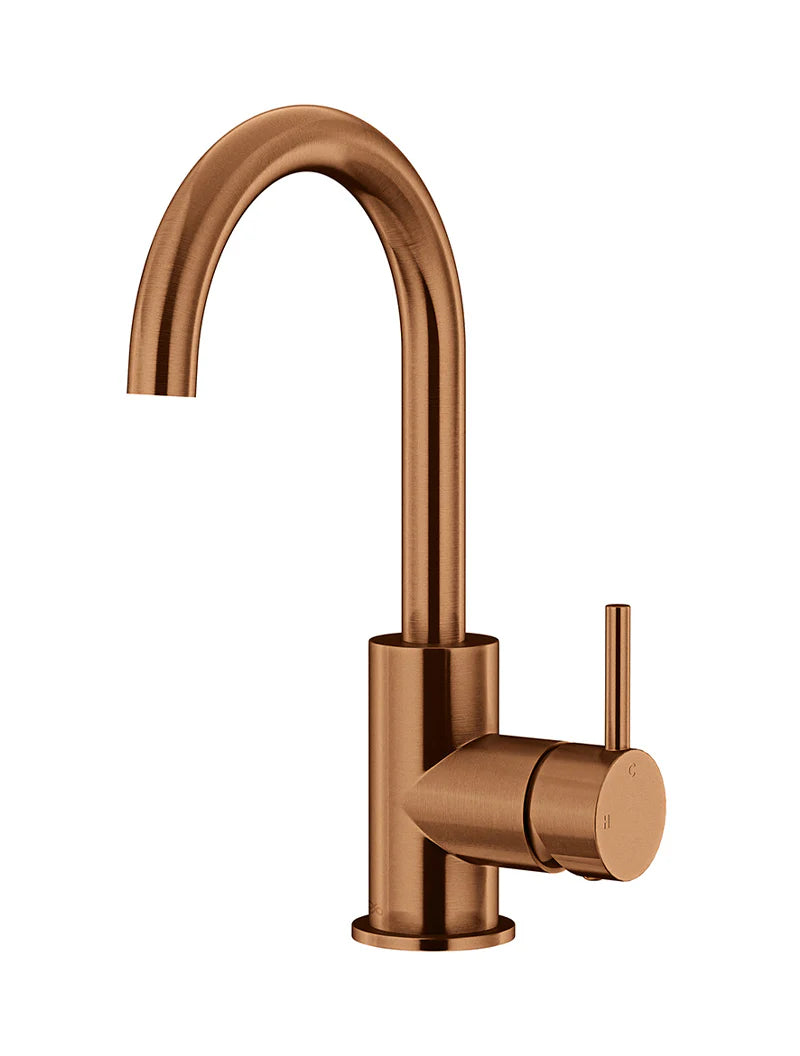 MEIR ROUND GOOSENECK BASIN MIXER WITH COLD START