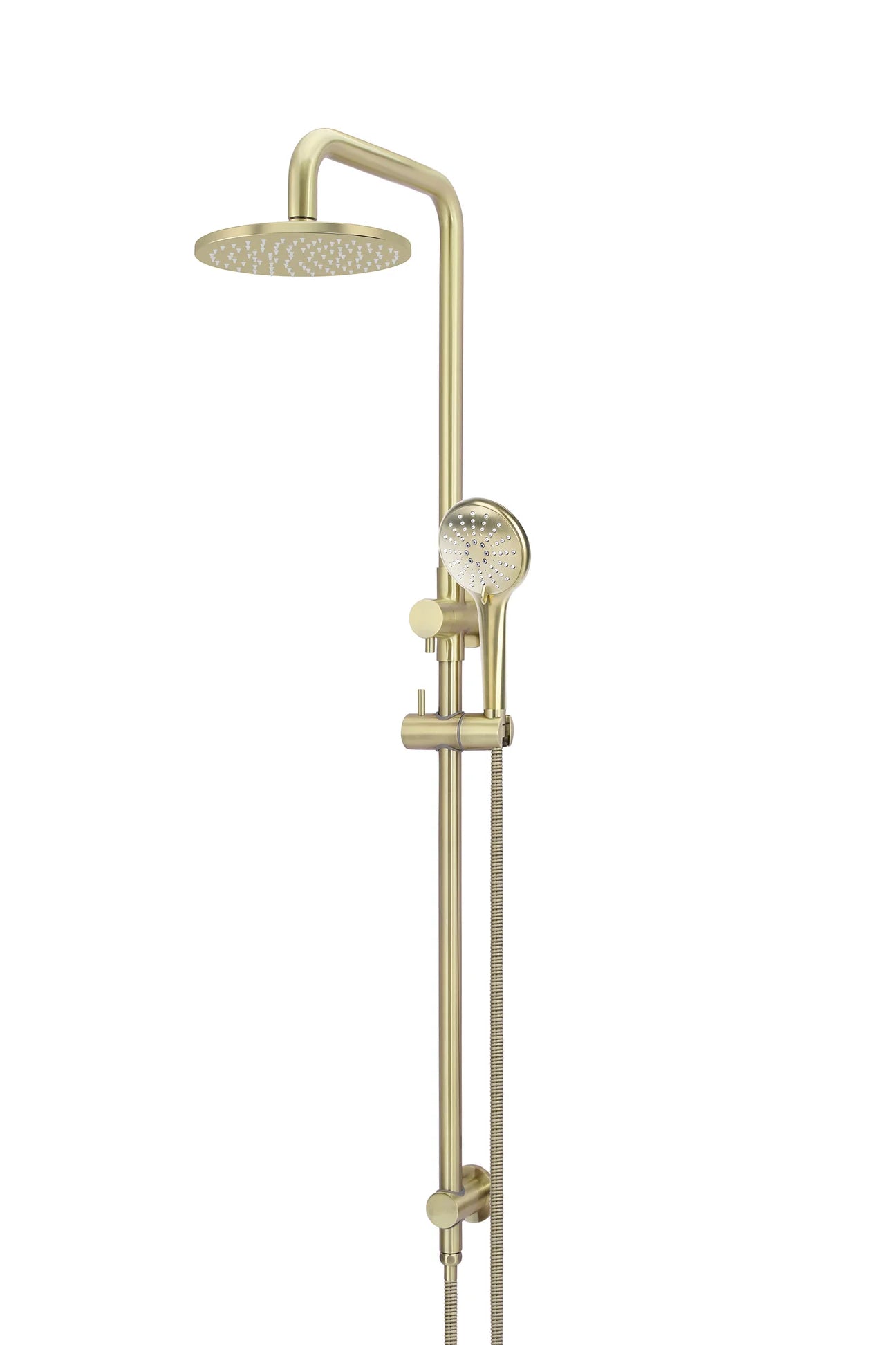 MEIR ROUND COMBINATION SHOWER RAIL 200MM ROSE, THREE FUNCTION HAND SHOWER