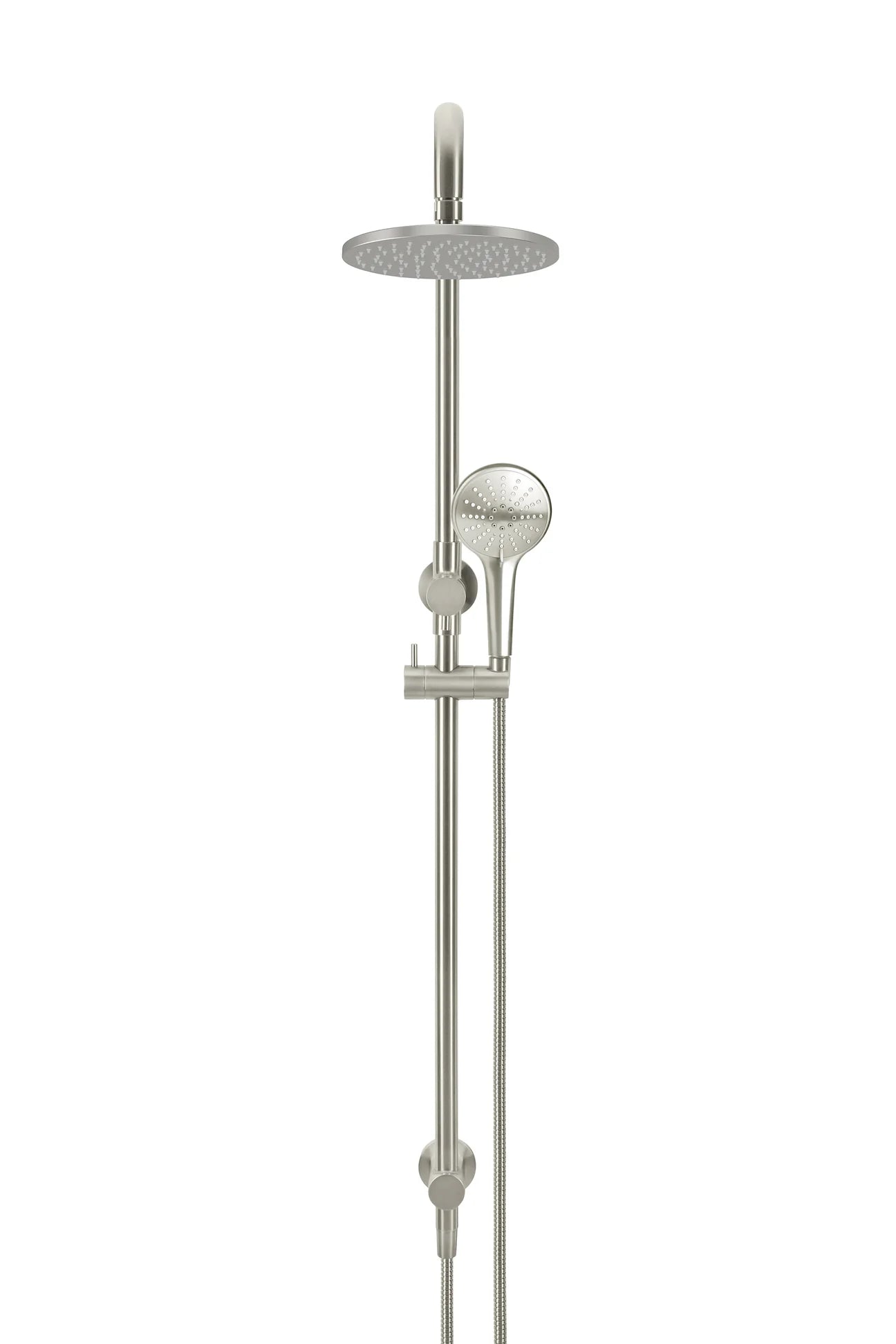MEIR ROUND COMBINATION SHOWER RAIL 200MM ROSE, THREE FUNCTION HAND SHOWER