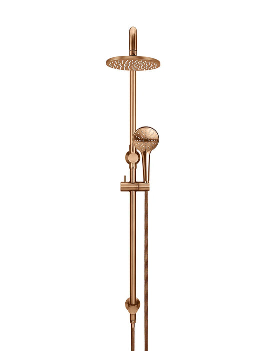MEIR ROUND COMBINATION SHOWER RAIL 300MM ROSE, THREE FUNCTION HAND SHOWER