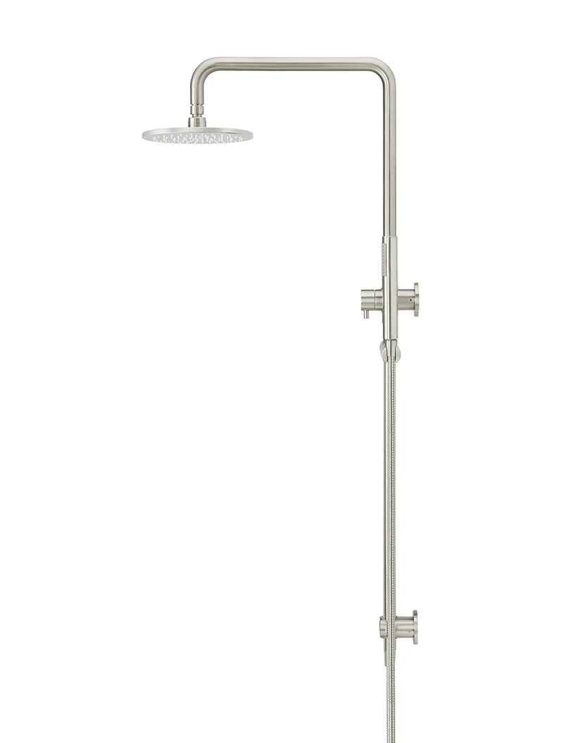 MEIR ROUND COMBINATION SHOWER RAIL, 200MM ROSE, SINGLE FUNCTION HAND SHOWER