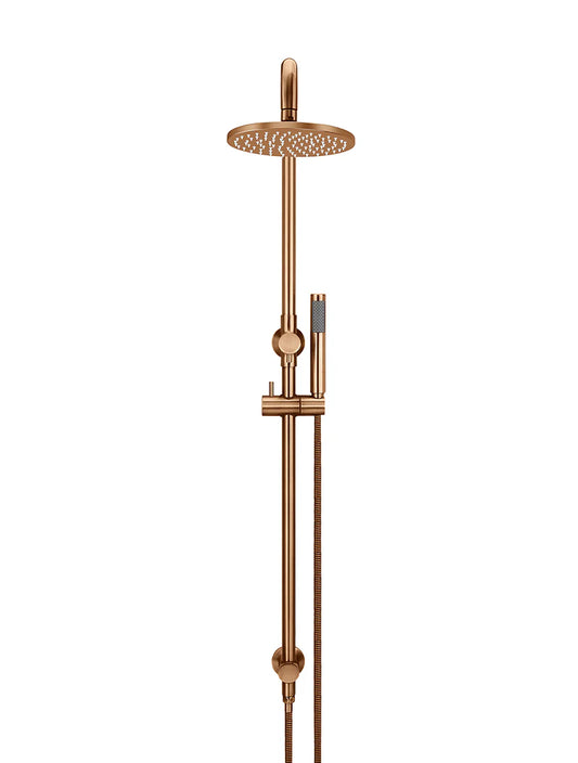 MIER ROUND COMBINATION SHOWER RAIL, 200MM ROSE, SINGLE FUNCTION HAND SHOWER