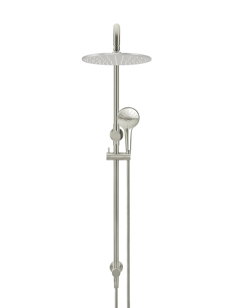 MEIR ROUND COMBINATION SHOWER RAIL 300MM ROSE, THREE FUNSTION HAND SHOWER