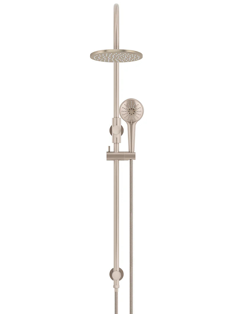 ROUND GOOSENECK SHOWER SET WITH 200MM ROSE, THREE-FUNCTION HAND SHOWER