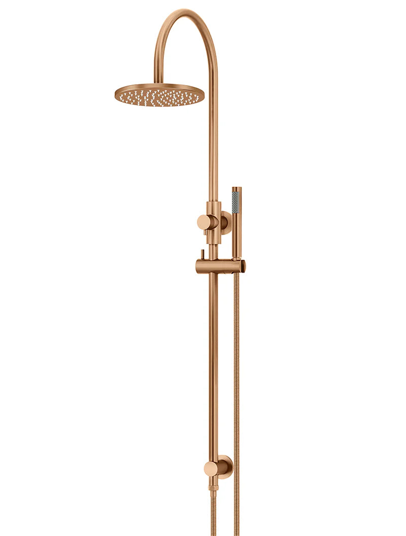 ROUND GOOSENECK SHOWER SET WITH 200MM ROSE, SINGLE-FUNCTION HAND SHOWER
