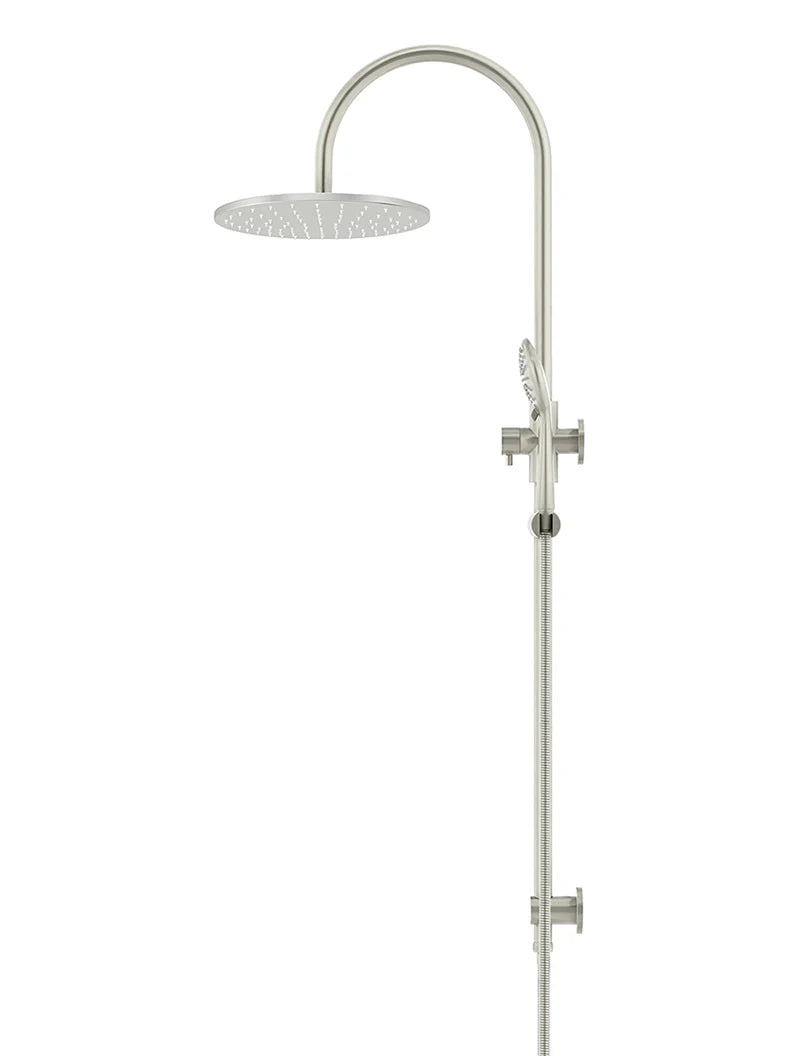 MEIR ROUND GOOSENECK SHOWER SET WITH 300MM ROSE, THREE-FUNCTION HAND SHOWER