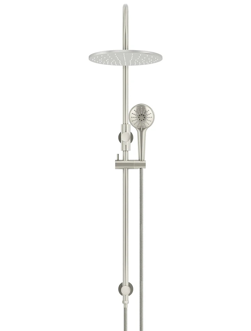 MEIR ROUND GOOSENECK SHOWER SET WITH 300MM ROSE, THREE-FUNCTION HAND SHOWER