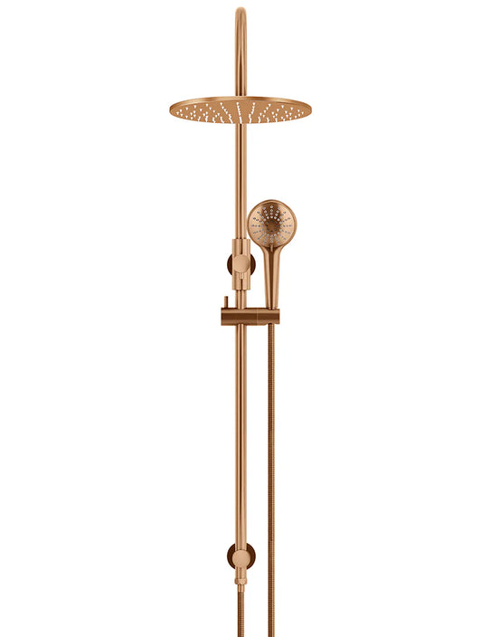 MEIR ROUND GOOSENECK SHOWER SET WITH 300MM ROSE, THREE-FUNCTION HAND SHOWER