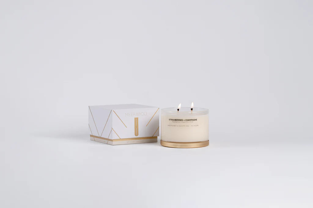 Strawberries + Champagne Gold Lid Soy Candle