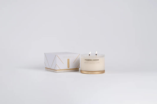 Strawberries + Champagne Gold Lid Soy Candle