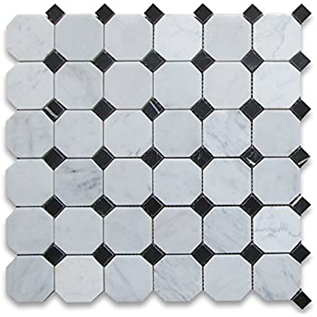 CARRARA OCTAGON + BLACK DOT