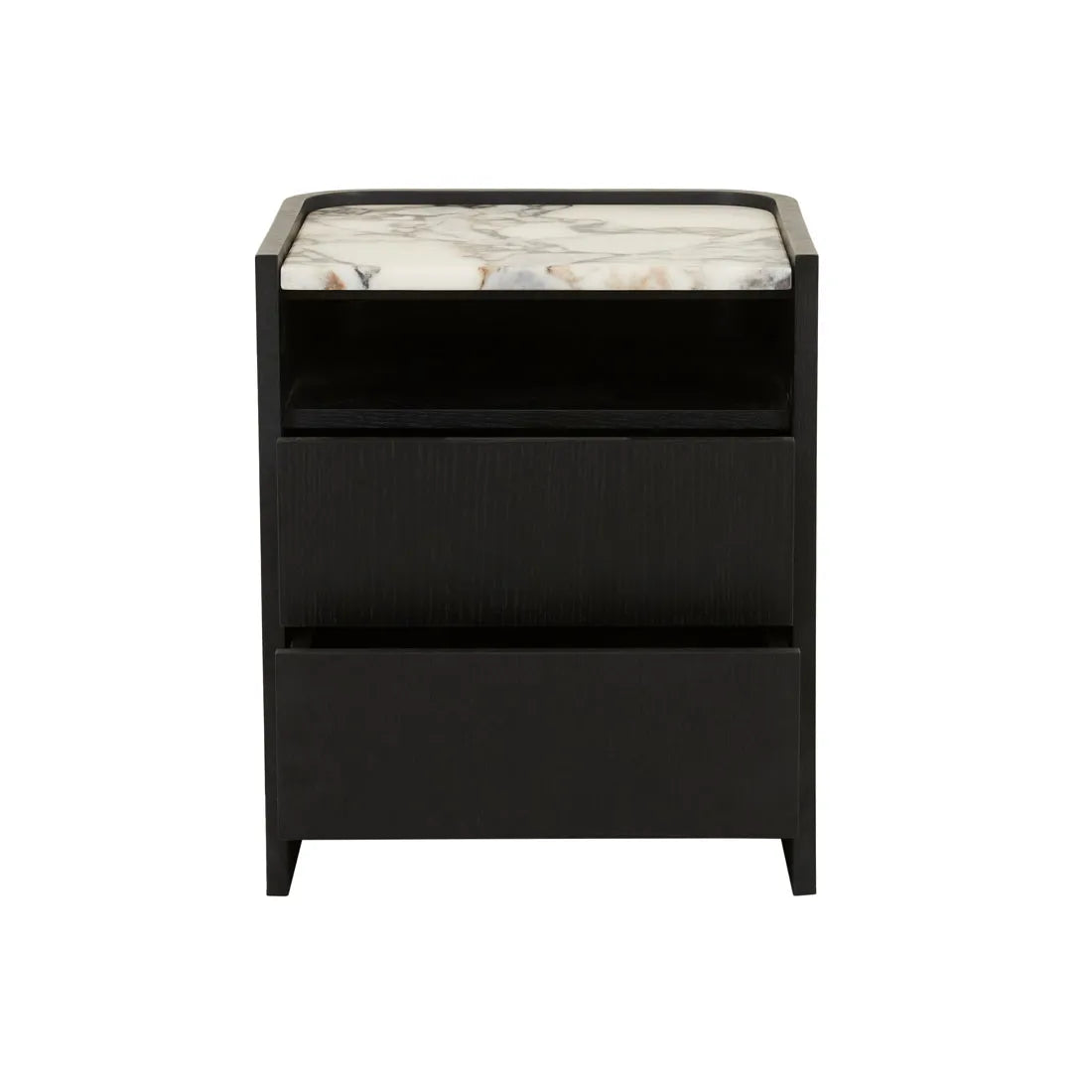 Elsie 2 Drawer Small Bedside - Matt Ocean Marble - Matt Dark Oak