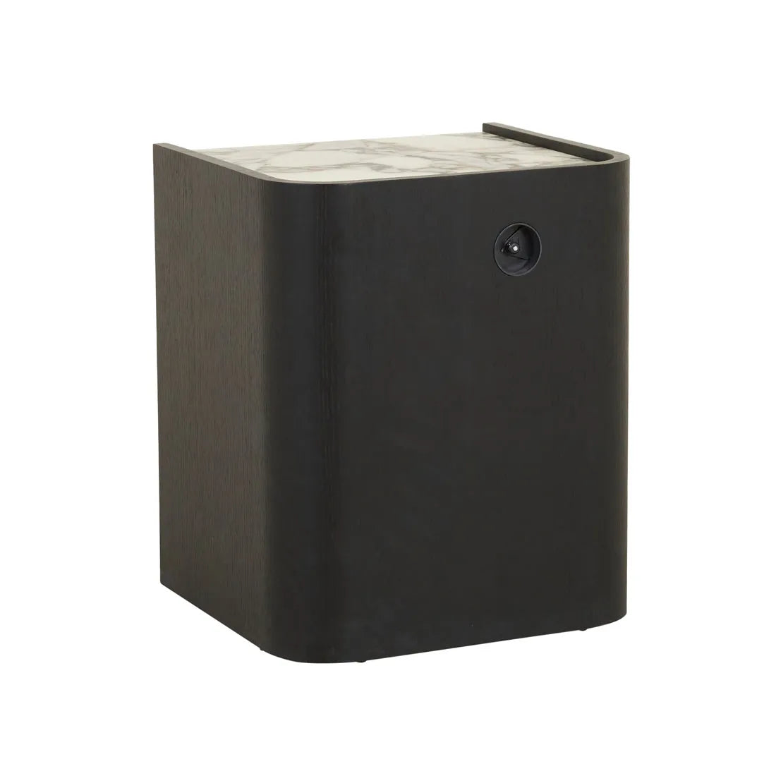 Elsie 2 Drawer Small Bedside - Matt Ocean Marble - Matt Dark Oak