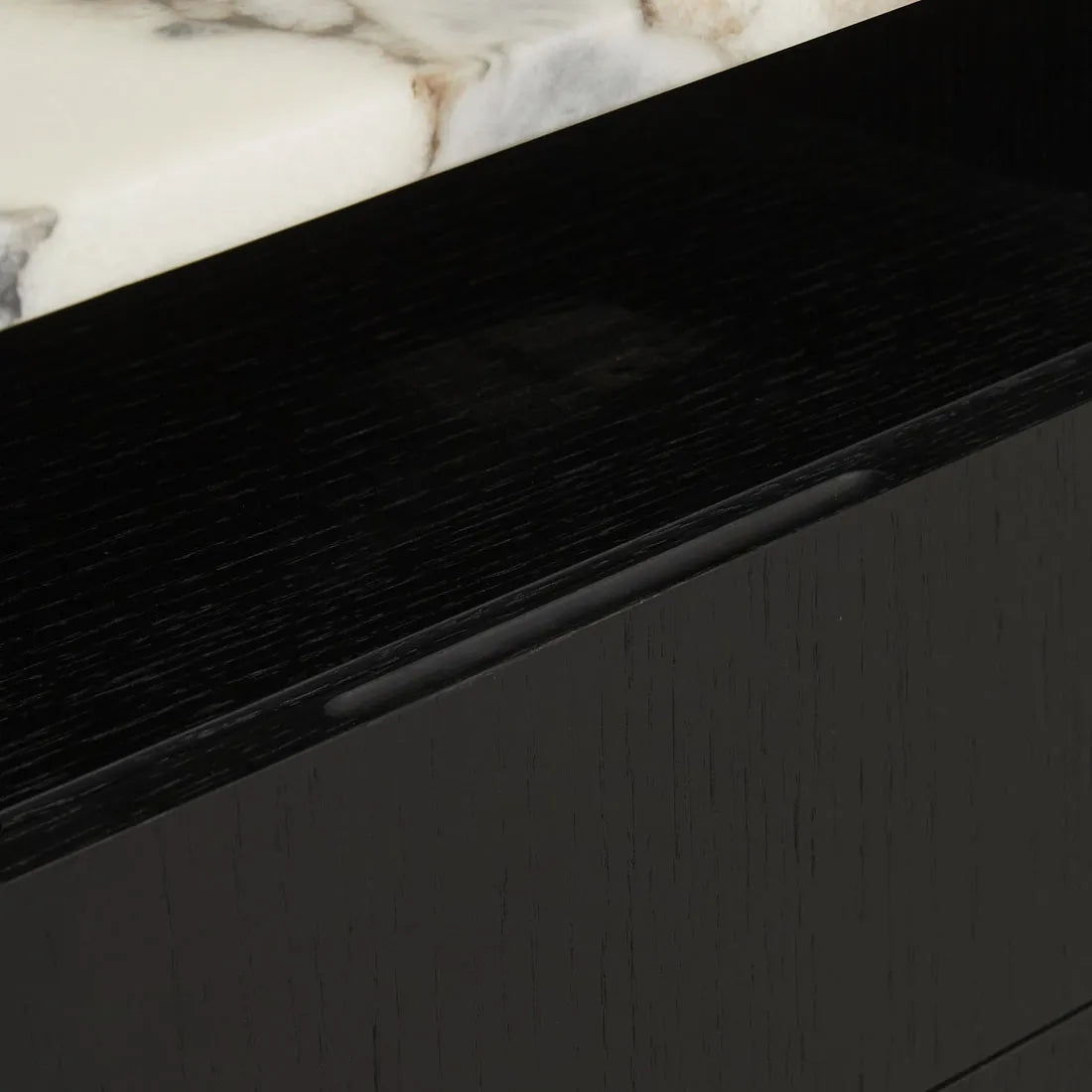 Elsie 2 Drawer Small Bedside - Matt Ocean Marble - Matt Dark Oak