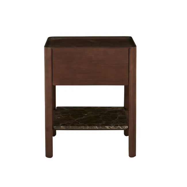 Tolv Tye Marble Bedside - Dark Emperador Marble - Smoked Oak