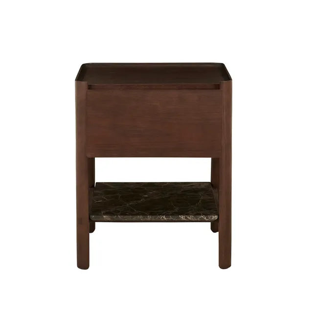 Tolv Tye Marble Bedside - Dark Emperador Marble - Smoked Oak