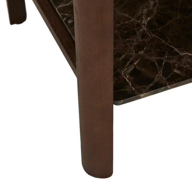 Tolv Tye Marble Bedside - Dark Emperador Marble - Smoked Oak