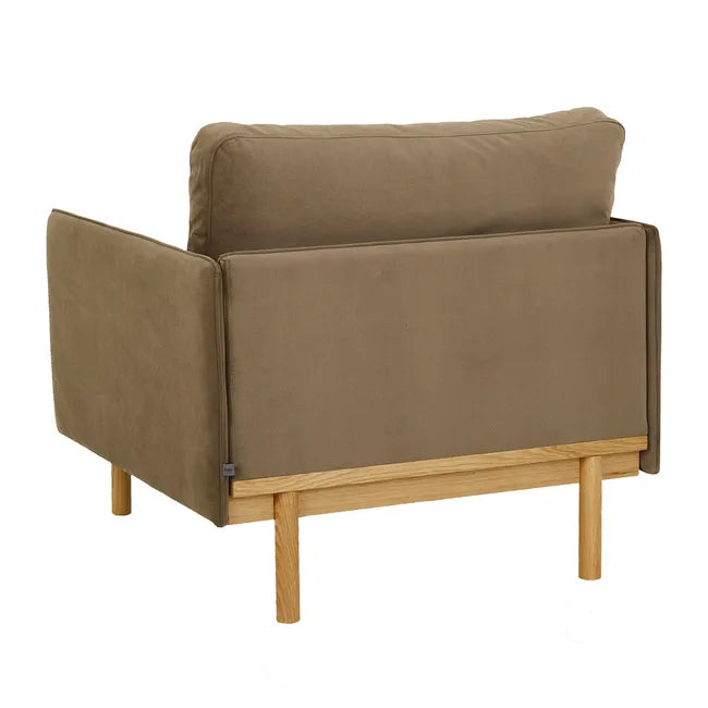 Tolv Pensive Sofa Chair - Olive Nano-Suede - Light Oak