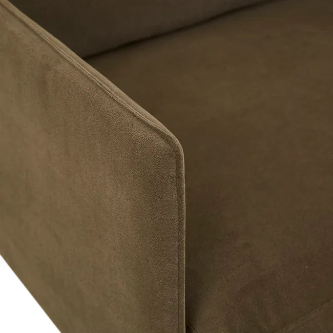 Tolv Pensive Sofa Chair - Olive Nano-Suede - Light Oak