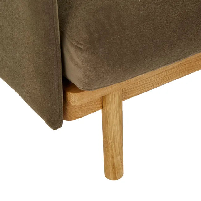Tolv Pensive Sofa Chair - Olive Nano-Suede - Light Oak