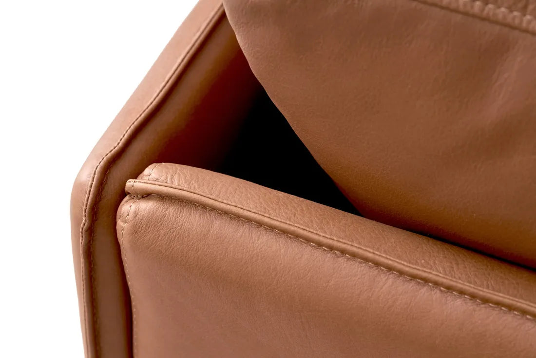 Tolv Pensive 2 Seater Sofa - Pecan Leather - Light Oak