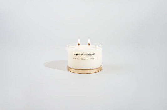 Strawberries + Champagne Gold Lid Soy Candle