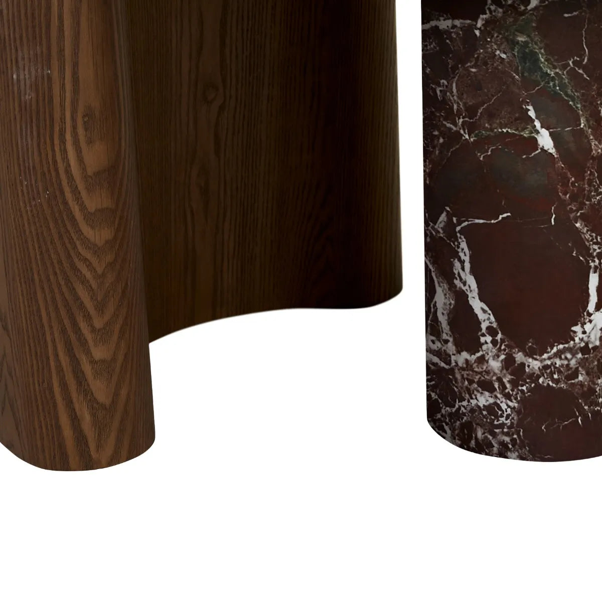 Helio Round Dining Table - Smoked Ash - Matt Rouge Marble