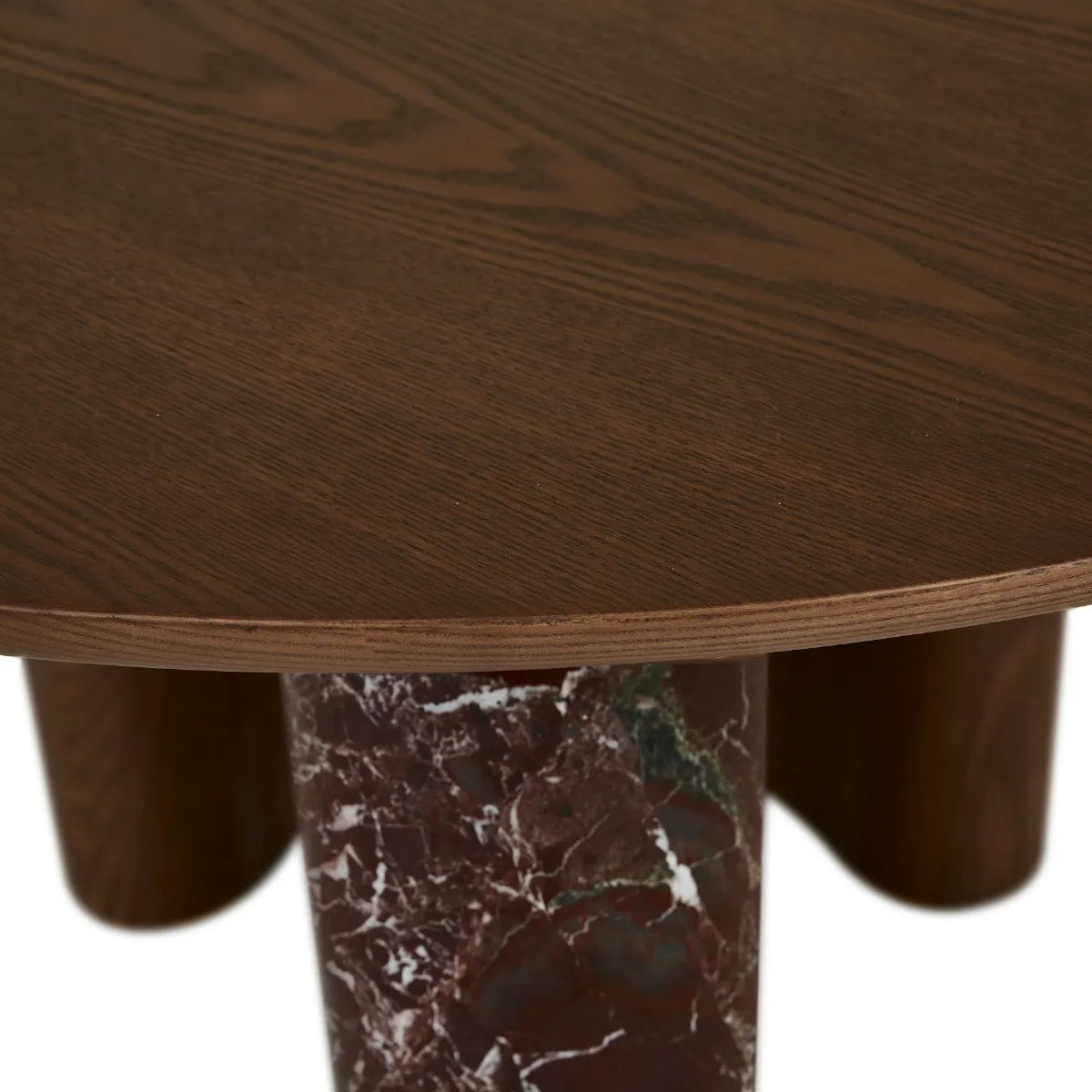 Helio Round Dining Table - Smoked Ash - Matt Rouge Marble