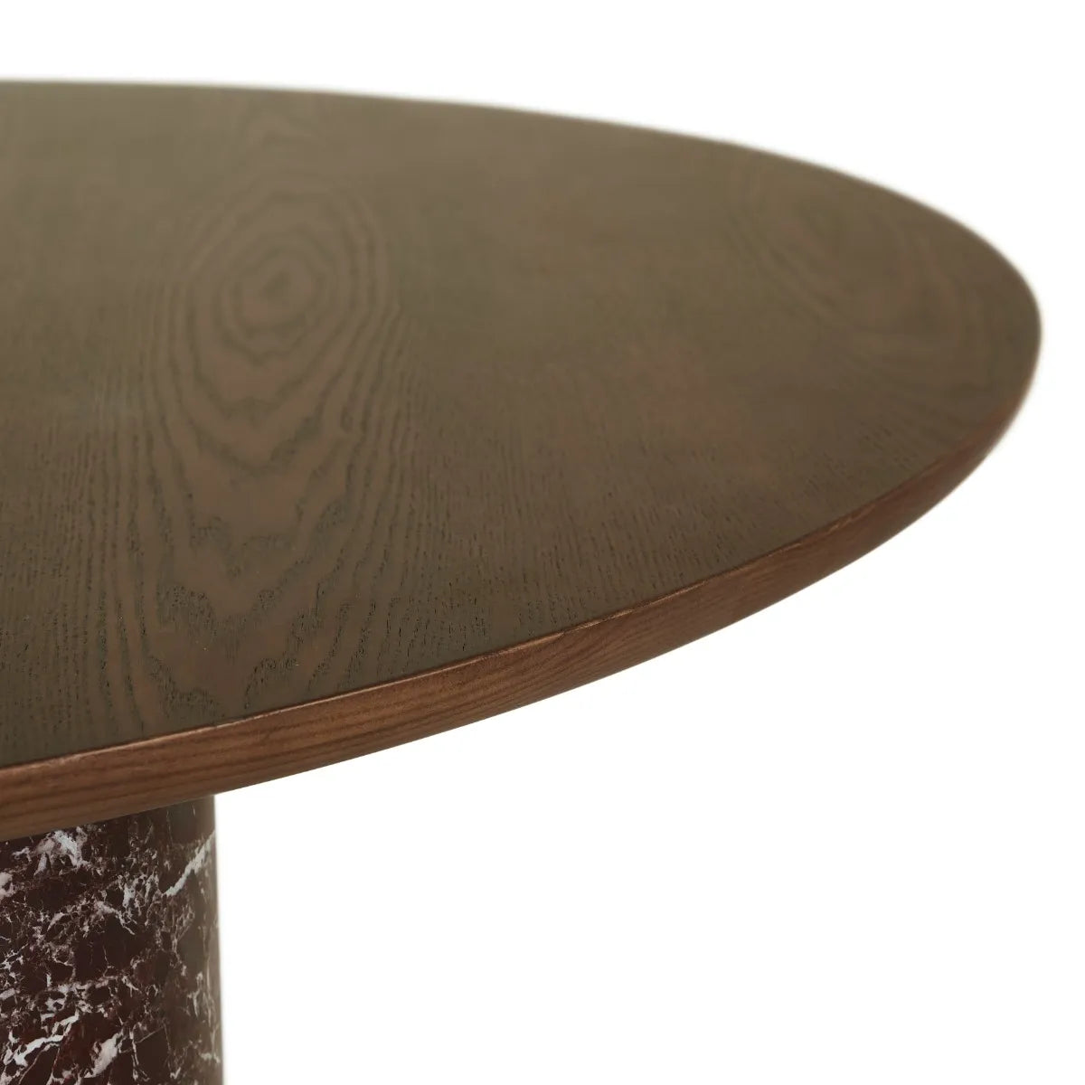 Helio Round Dining Table - Smoked Ash - Matt Rouge Marble