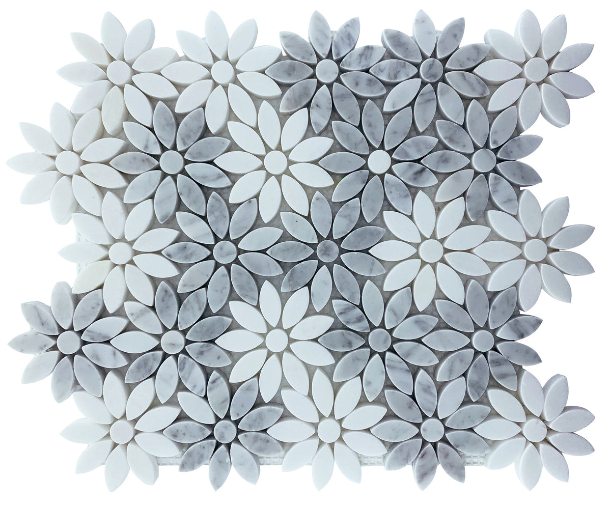 FLOWER CARRARA+THASSOS HONED