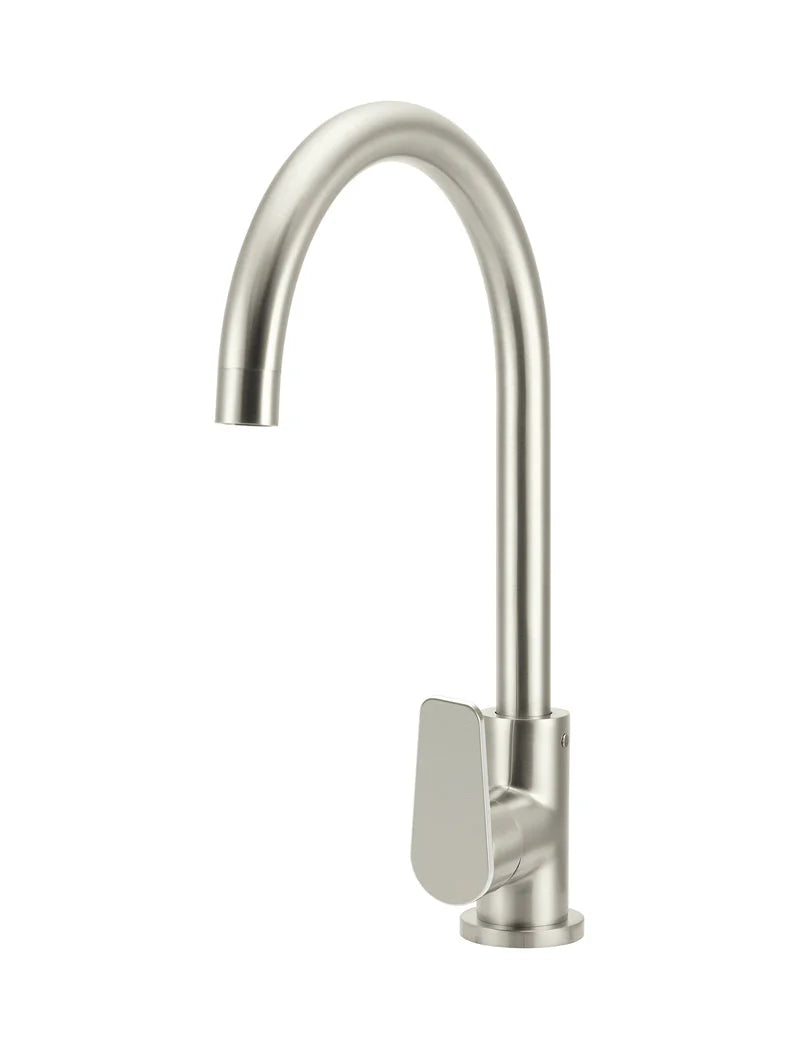 MEIR ROUND GOOSENECK KITCHEN MIXER TAP WITH PADDLE HANDLE