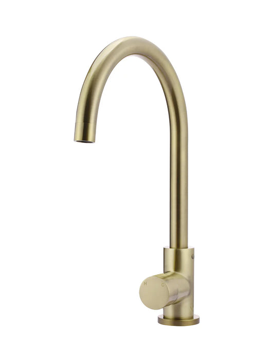 MEIR ROUND GOOSENECK KITCHEN MIXER TAP WITH PINLESS HANDLE