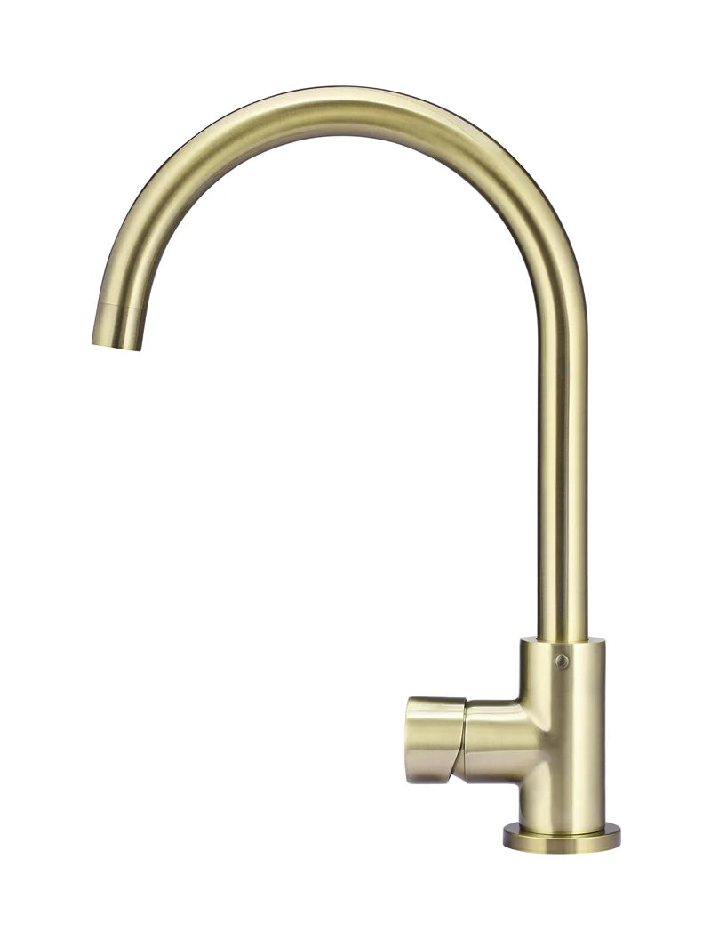 MEIR ROUND GOOSENECK KITCHEN MIXER TAP WITH PINLESS HANDLE