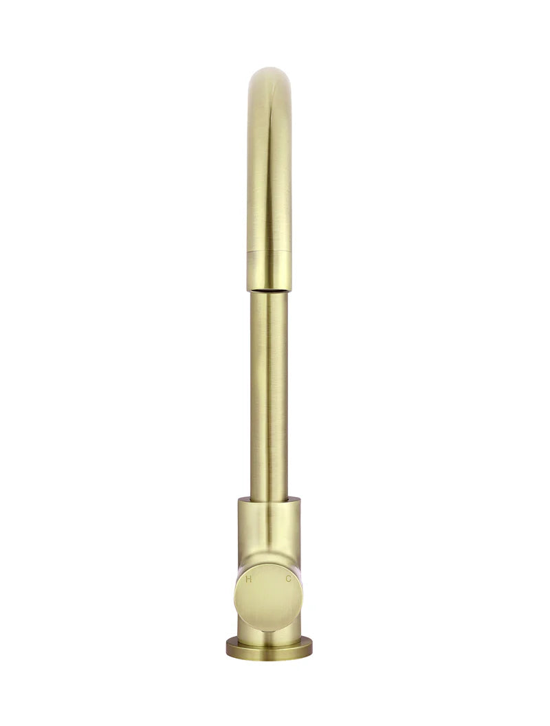 MEIR ROUND GOOSENECK KITCHEN MIXER TAP WITH PINLESS HANDLE
