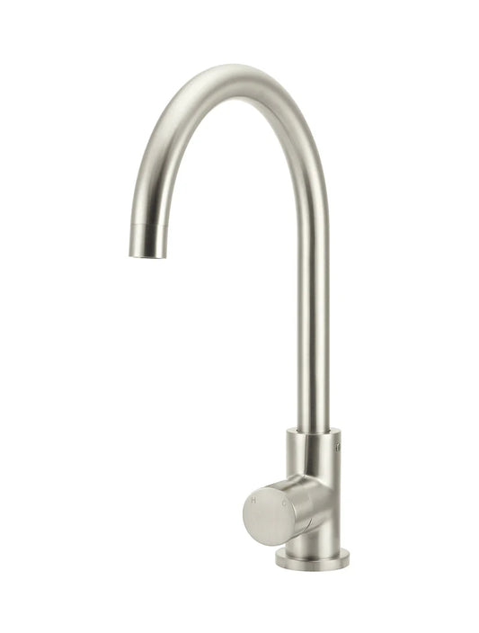 MEIR ROUND GOOSENECK KITCHEN MIXER TAP WITH PINLESS HANDLE