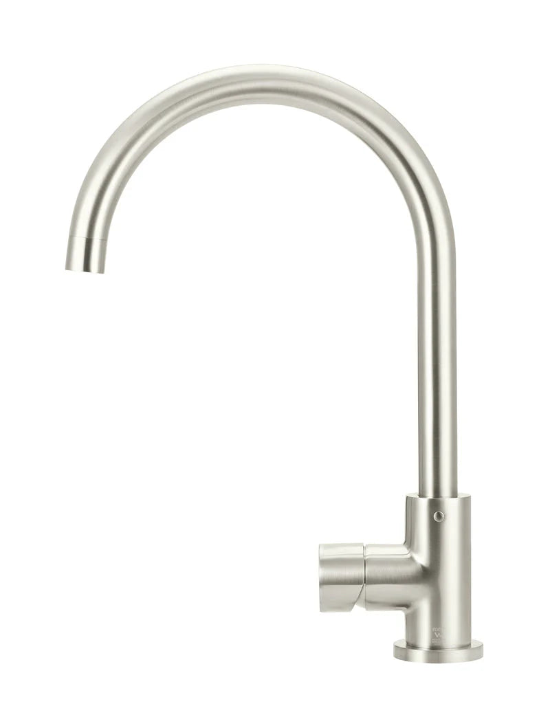 MEIR ROUND GOOSENECK KITCHEN MIXER TAP WITH PINLESS HANDLE