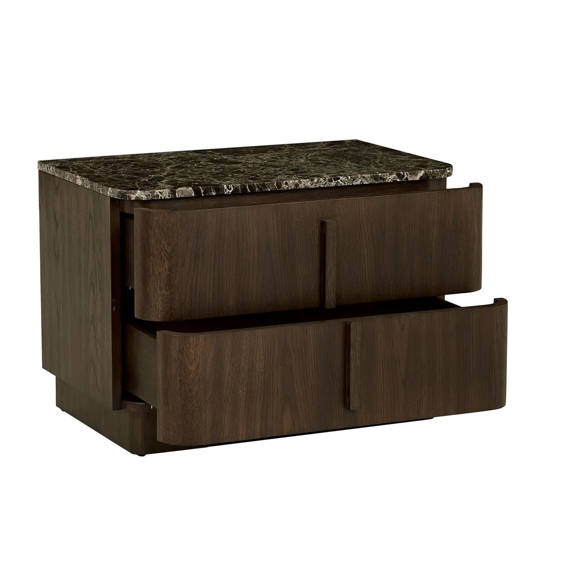 Billie Marble Bedside - Emperador Marble - Chocolate Oak