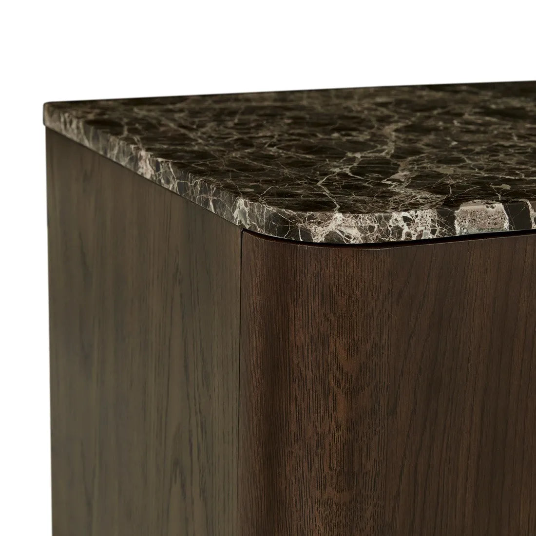 Billie Marble Bedside - Emperador Marble - Chocolate Oak