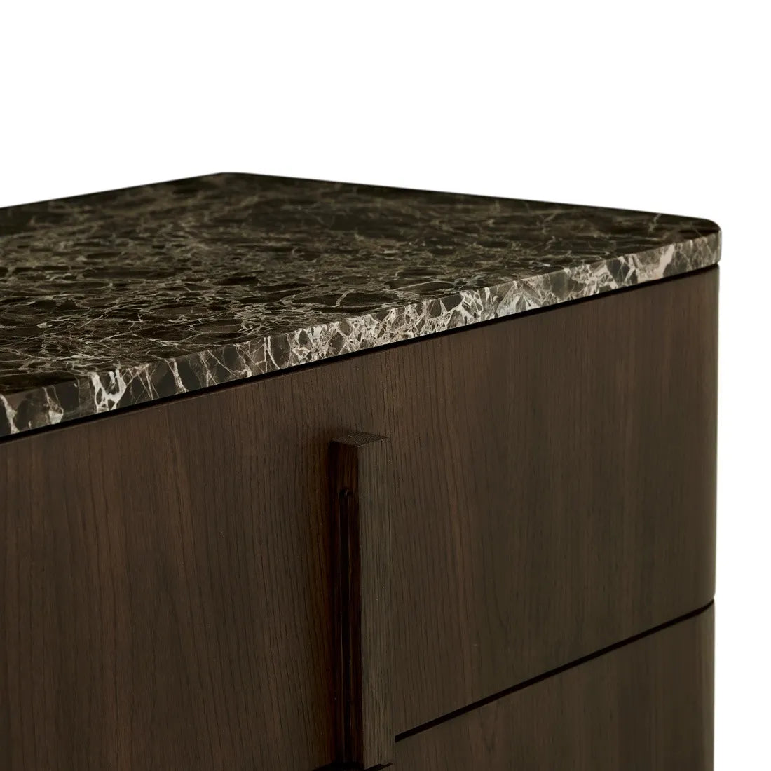 Billie Marble Bedside - Emperador Marble - Chocolate Oak