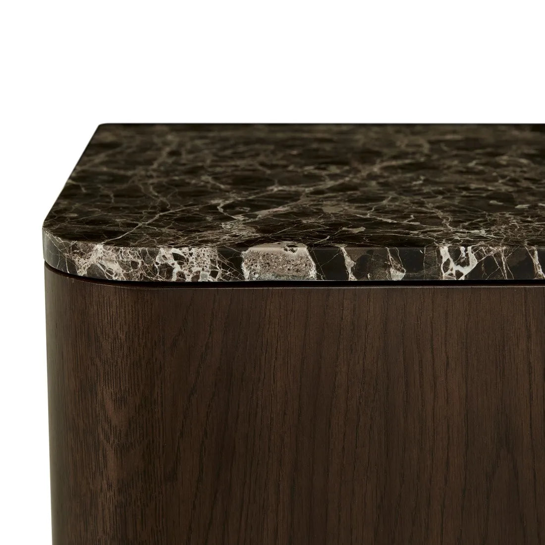 Billie Marble Bedside - Emperador Marble - Chocolate Oak